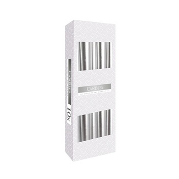 Set lumanari conice metalizate Bispol Argintiu S30-271, 10 bucati/set Set lumanari conice metalizate Bispol Argintiu S30-271, 10 bucati/set