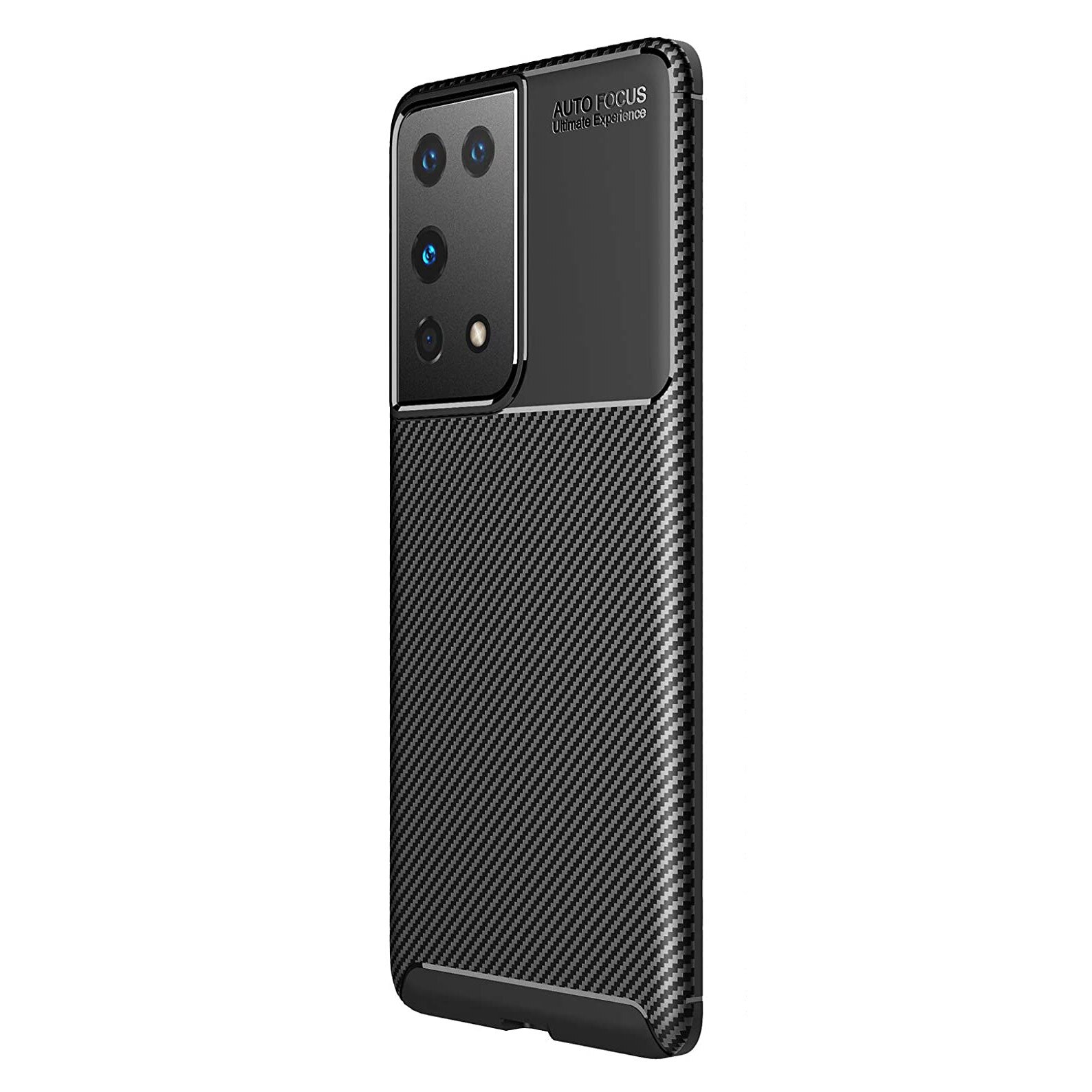 Husa pentru Samsung Galaxy S21 ULTRA, fibra de carbon, Slim Antisoc, carcasa spate, Focus, Negru