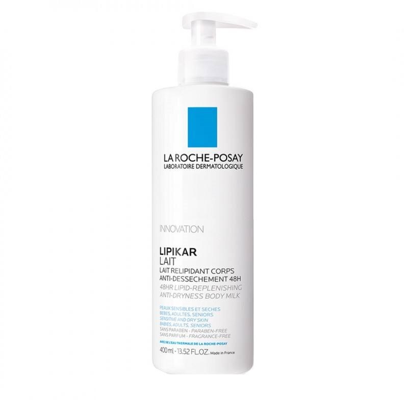 Lapte La Roche-Posay Lipikar, relipidant, anti-uscaciune, fara parfum, hidratare 48H pentru bebelusi, copii, adulti, seniori, 400ml