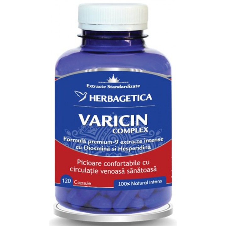 Supliment alimentar Herbagetica Varicin Complex, 120 de capsule