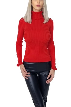 Maleta Fancy cu nasturi la maneci, Rosu, S-M Maleta Fancy cu nasturi la maneci, Rosu, S-M