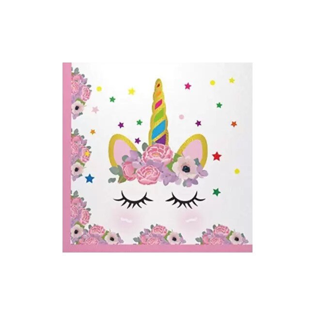 Set 20 servetele Unicorn flori 33 x 33 cm
