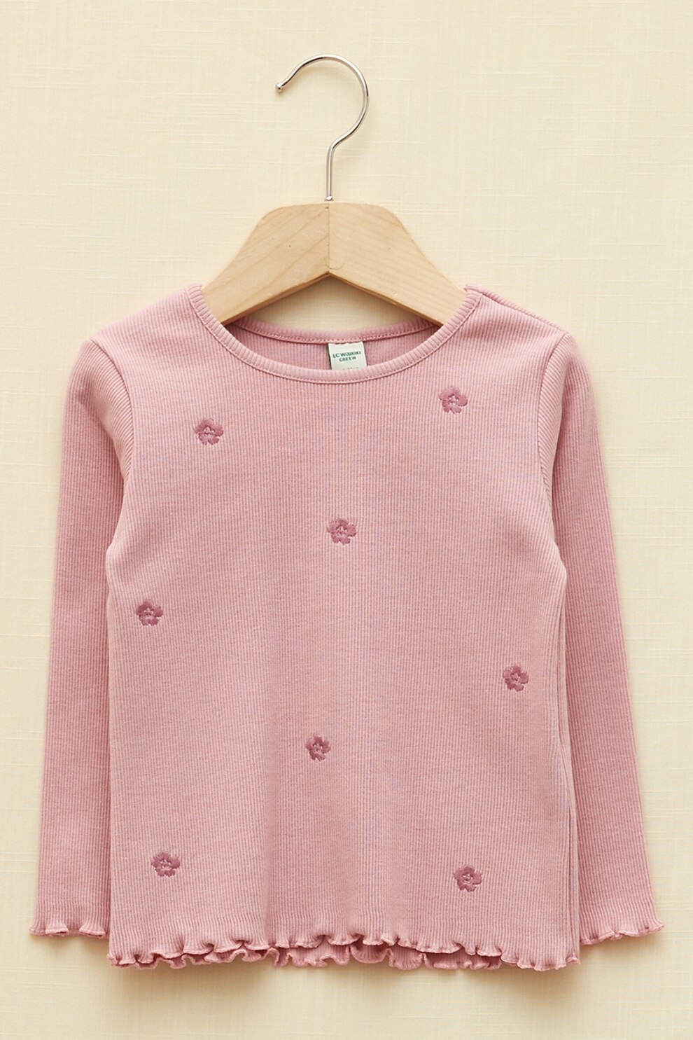 LC WAIKIKI, Bluza cu aspect striat si broderii florale, Roz