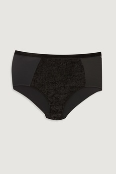 LC WAIKIKI, Chiloti hipster cu detaliu de catifea, Negru LC WAIKIKI, Chiloti hipster cu detaliu de catifea, Negru