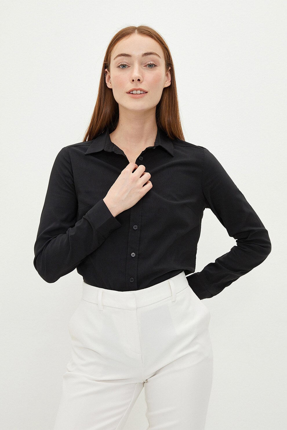 LC WAIKIKI, Camasa din amestec de bumbac, Negru