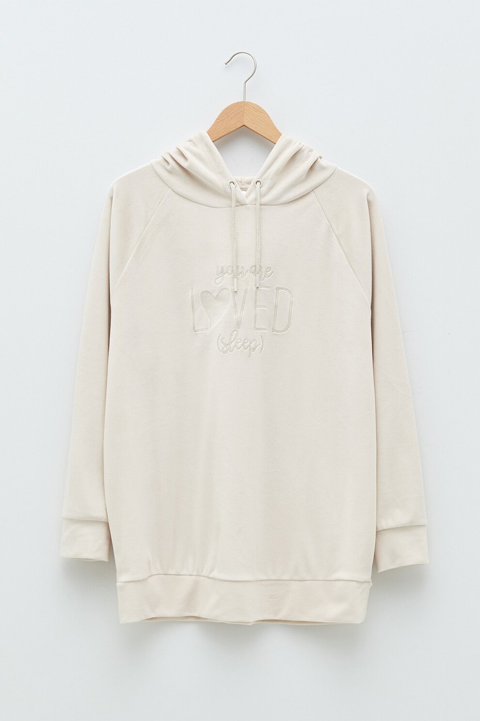 LC WAIKIKI, Hanorac de casa de plus, cu broderii, Alb prafuit