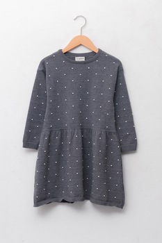 LC WAIKIKI, Rochie evazata cu buline, Gri antracit LC WAIKIKI, Rochie evazata cu buline, Gri antracit