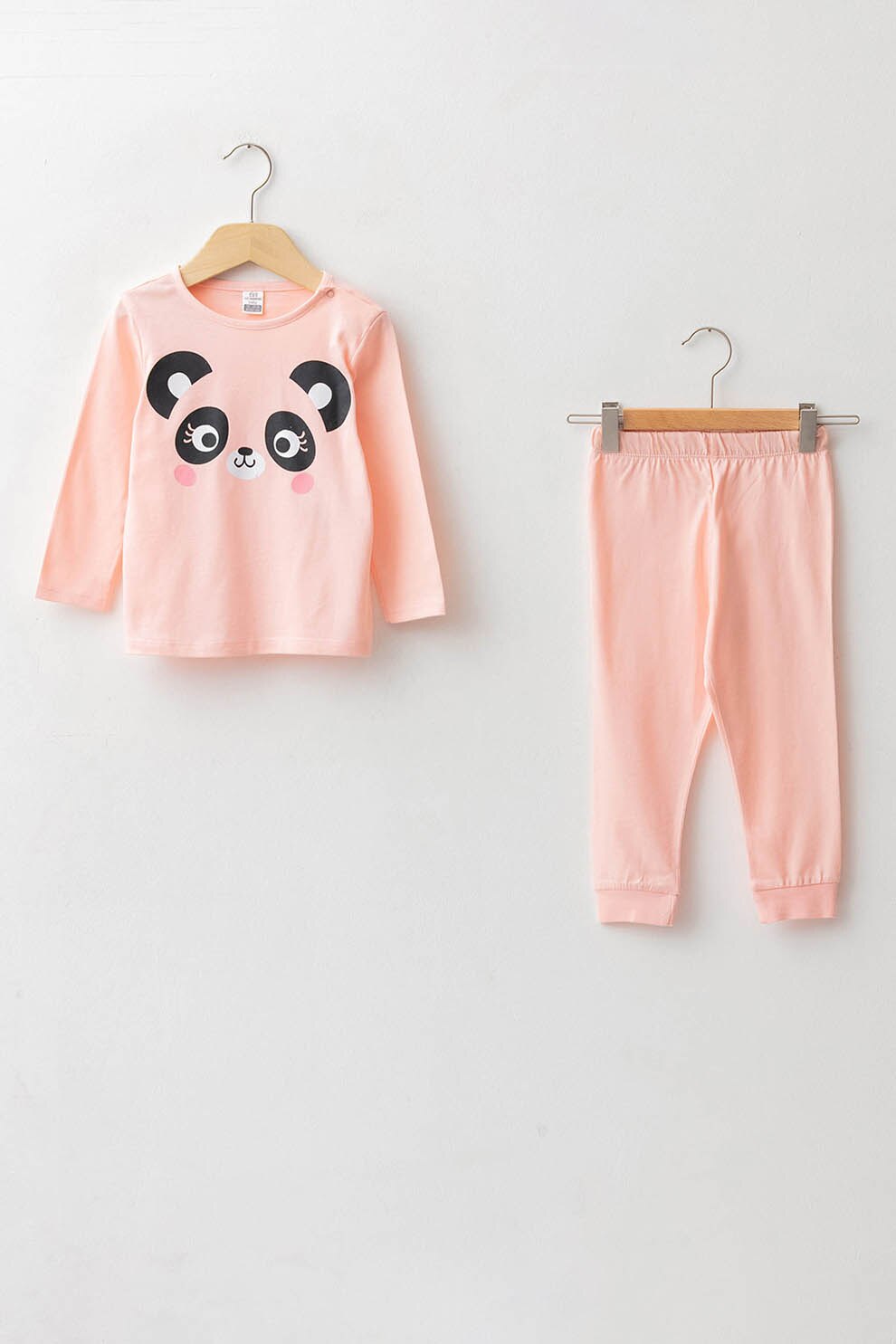 LC WAIKIKI, Pijama de bumbac cu imprimeu panda, Roz