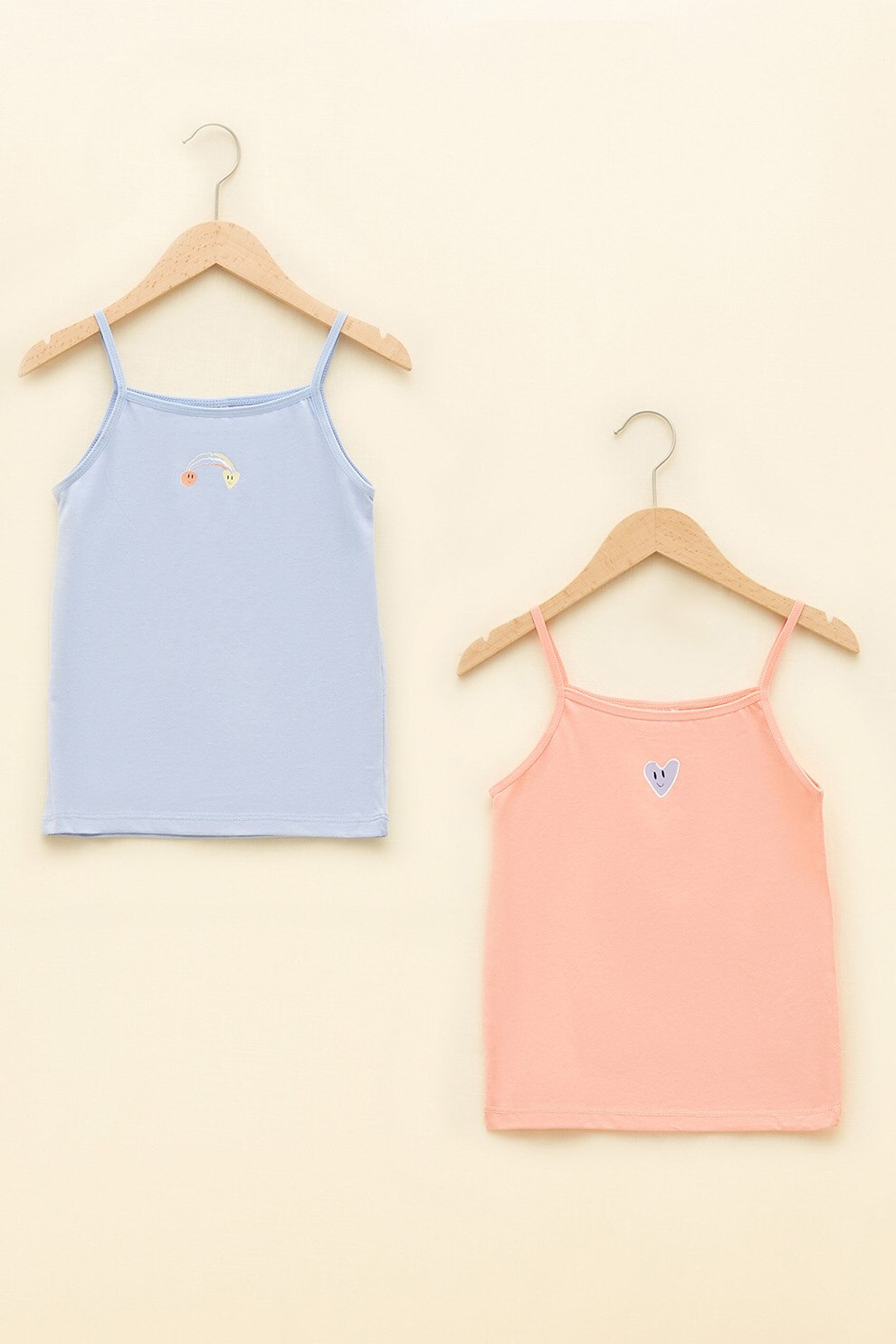 LC WAIKIKI, Set de topuri de bumbac - 2 piese, Bleu/Roz