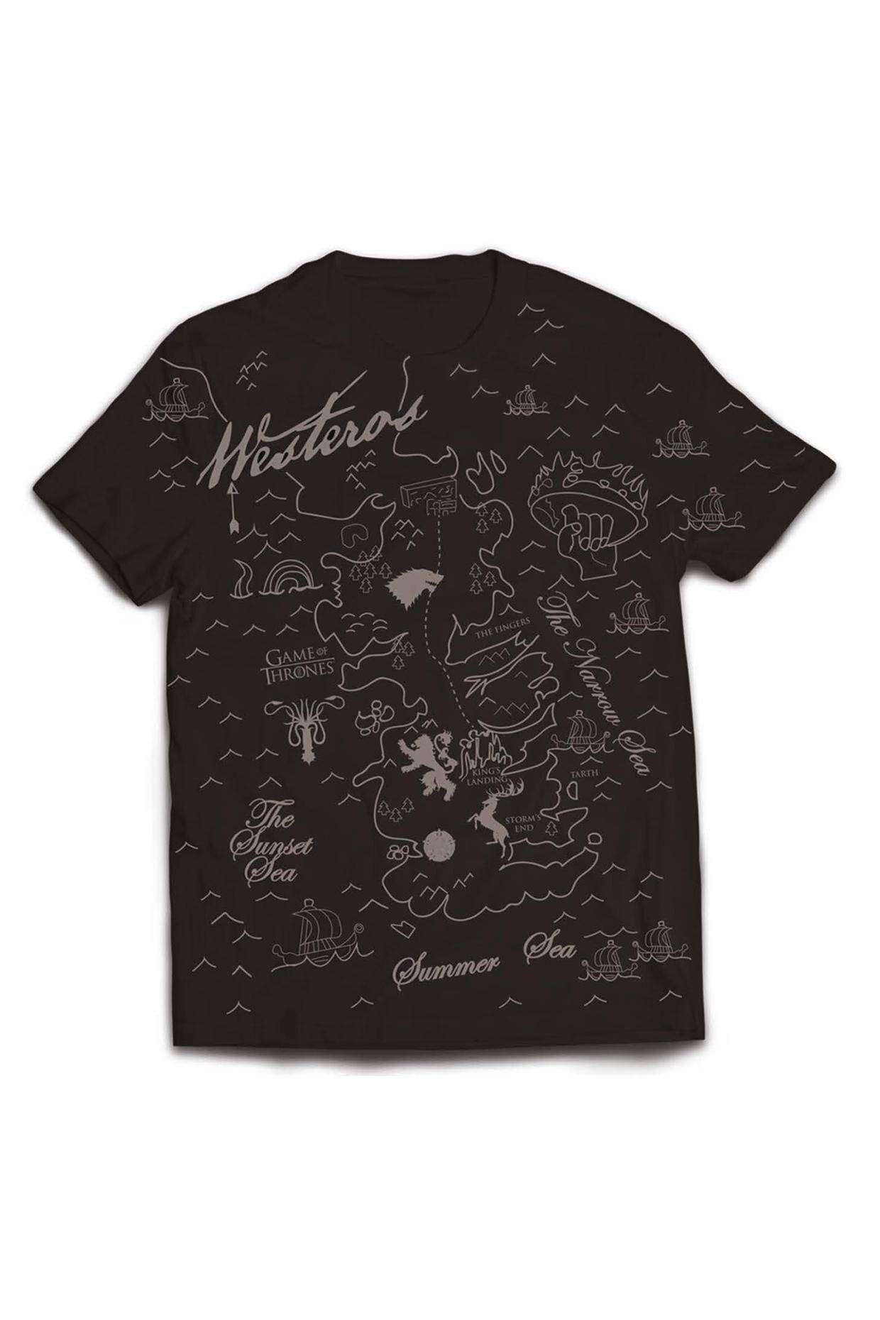 Tricou pentru barbati, Game Of Thrones, Westeros Map, Negru, M