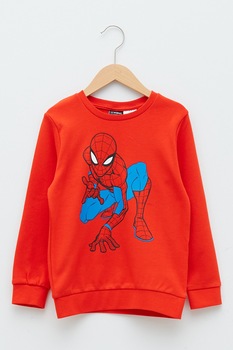 LC WAIKIKI, Bluza sport cu decolteu la baza gatului si imprimeu Spiderman, Oranj LC WAIKIKI, Bluza sport cu decolteu la baza gatului si imprimeu Spiderman, Oranj