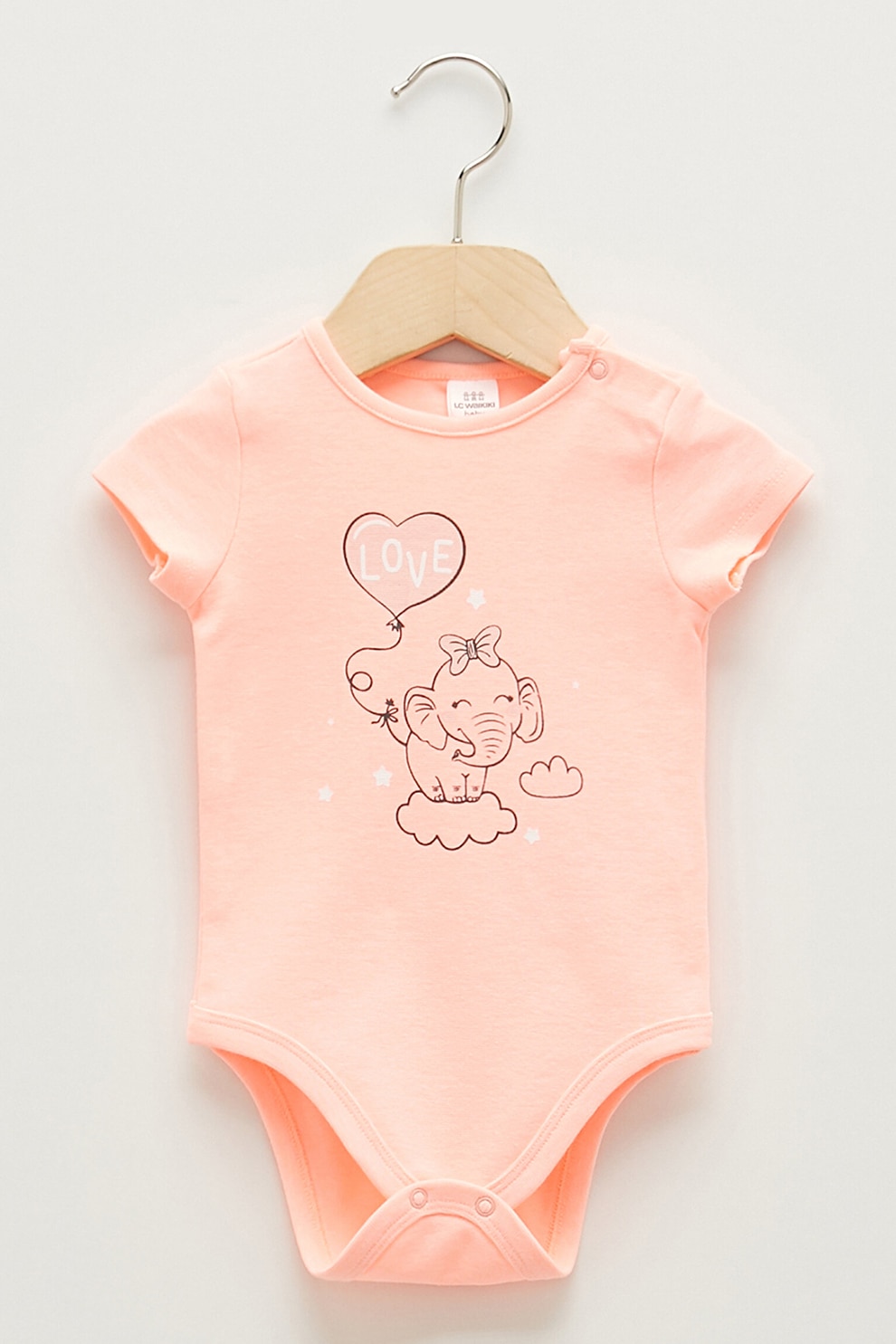 LC WAIKIKI, Body cu maneci scurte si imprimeu grafic, Roz