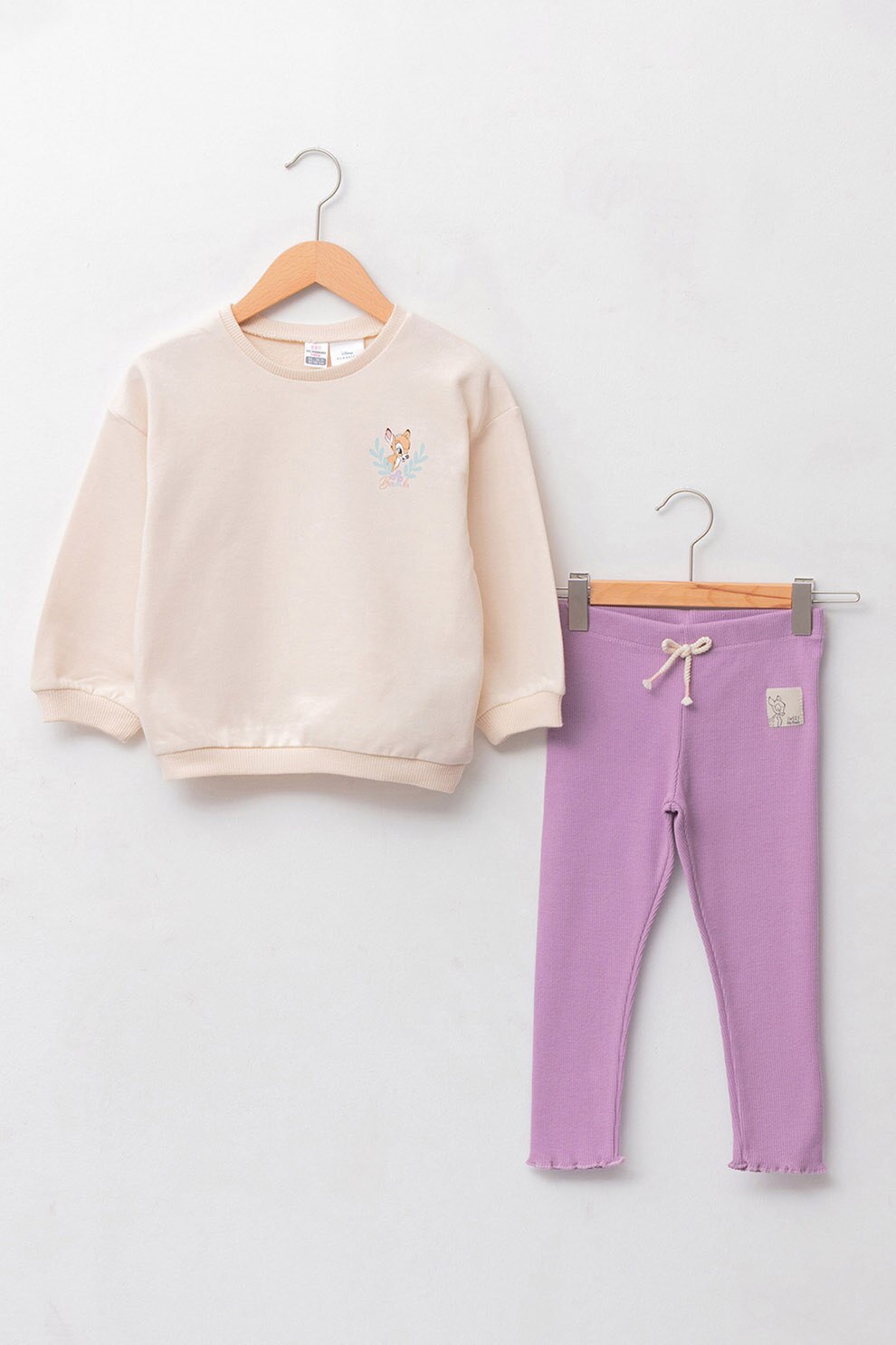 LC WAIKIKI, Set de bluze cu maneci cazute si colanti, Bej/violet