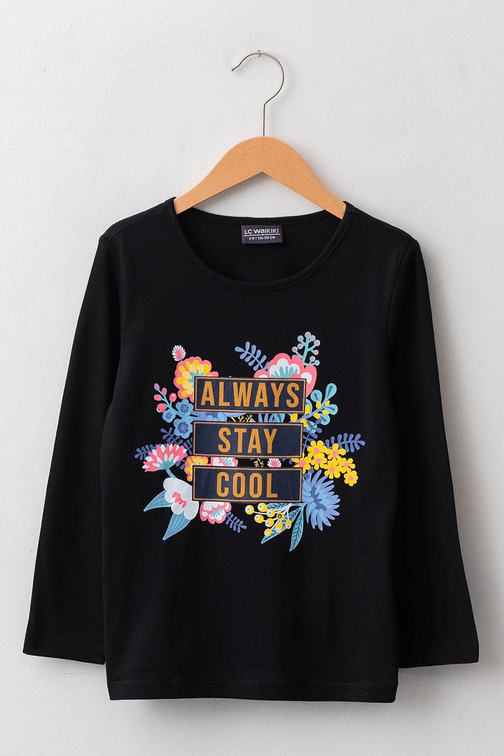 LC WAIKIKI, Bluza de bumbac cu imprimeu grafic si text, Negru