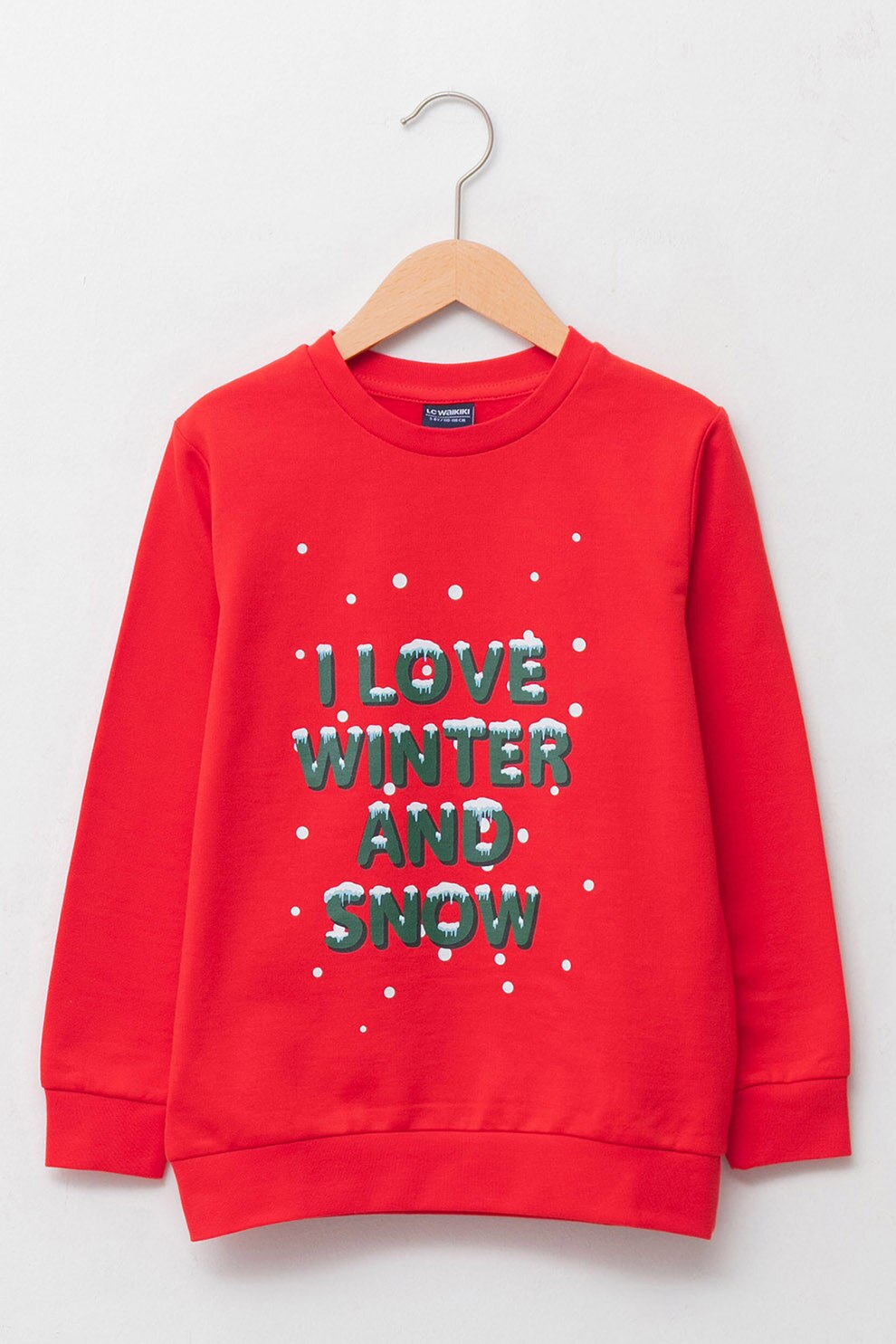 LC WAIKIKI, Bluza sport cu decolteu la baza gatului imprimeu grafic si text, Rosu