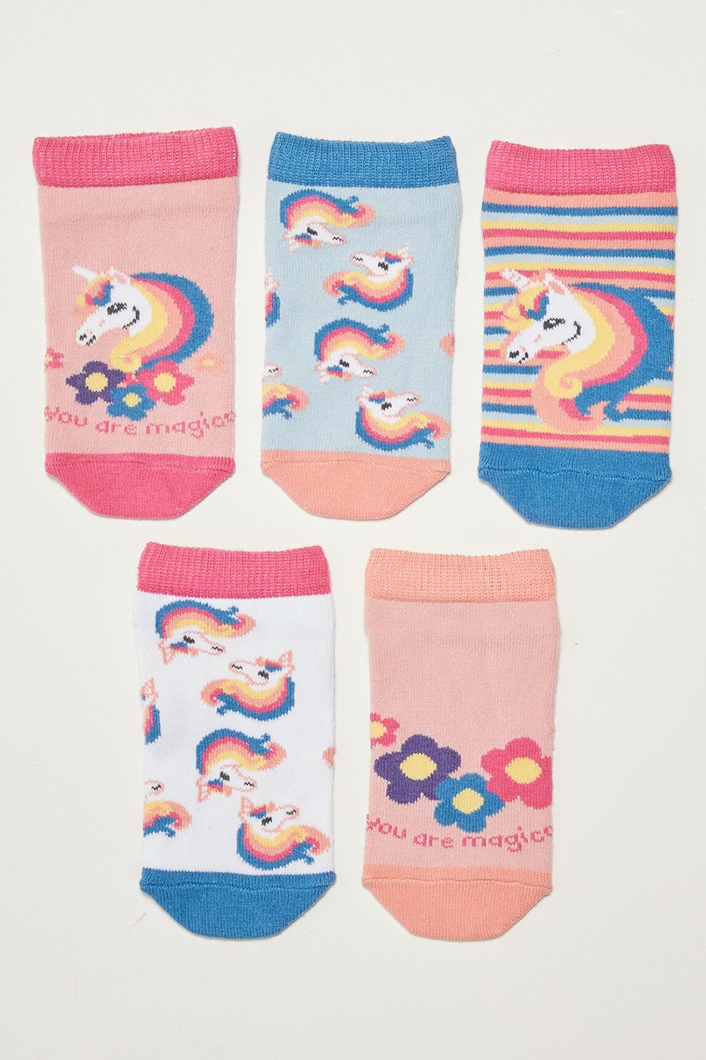 LC WAIKIKI, Set de sosete cu imprimeu - 5 perechi, Roz/Albastru