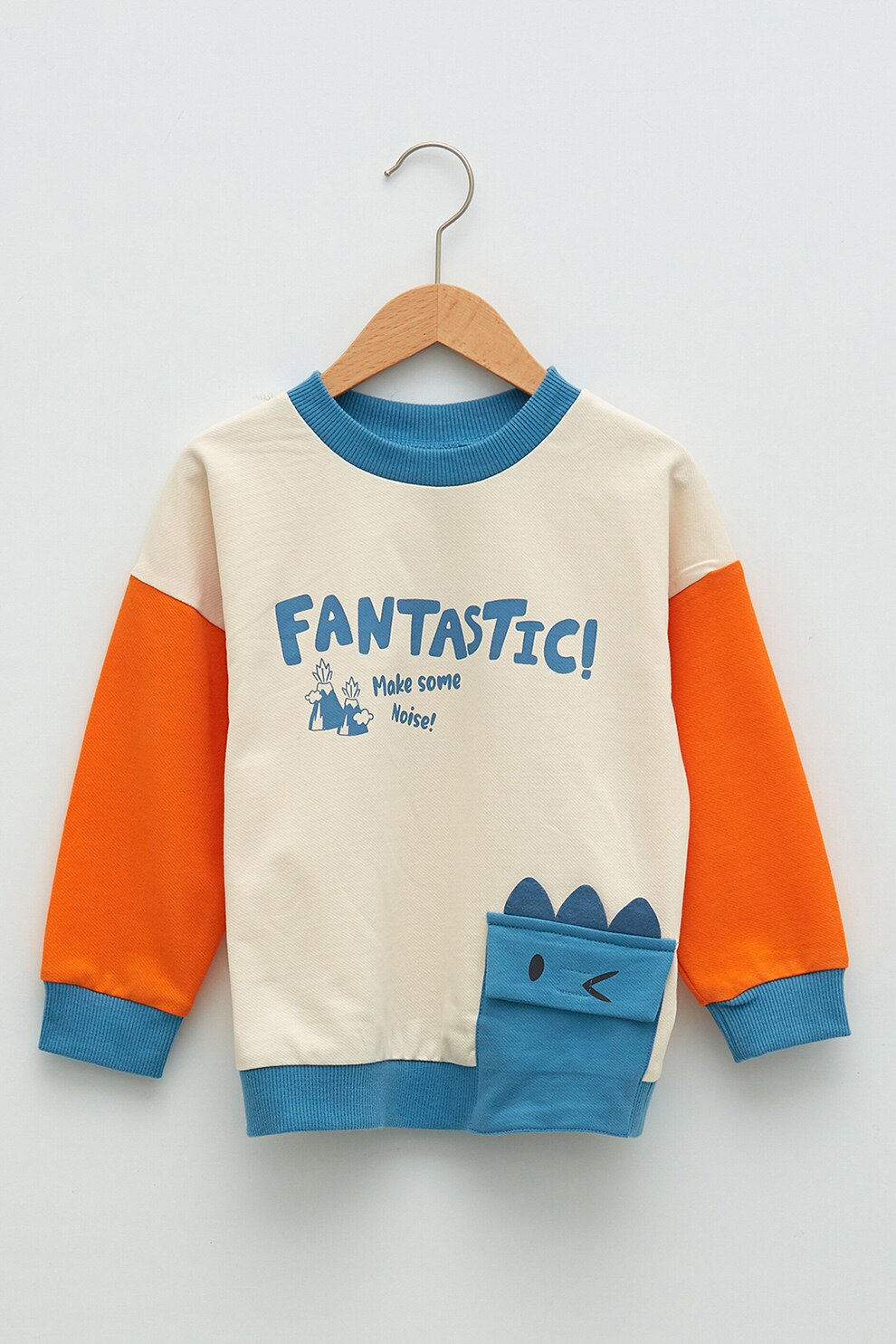 LC WAIKIKI, Bluza sport de bumbac cu aspect colorblock, maro nisip, oranj, albastru, 80 CM