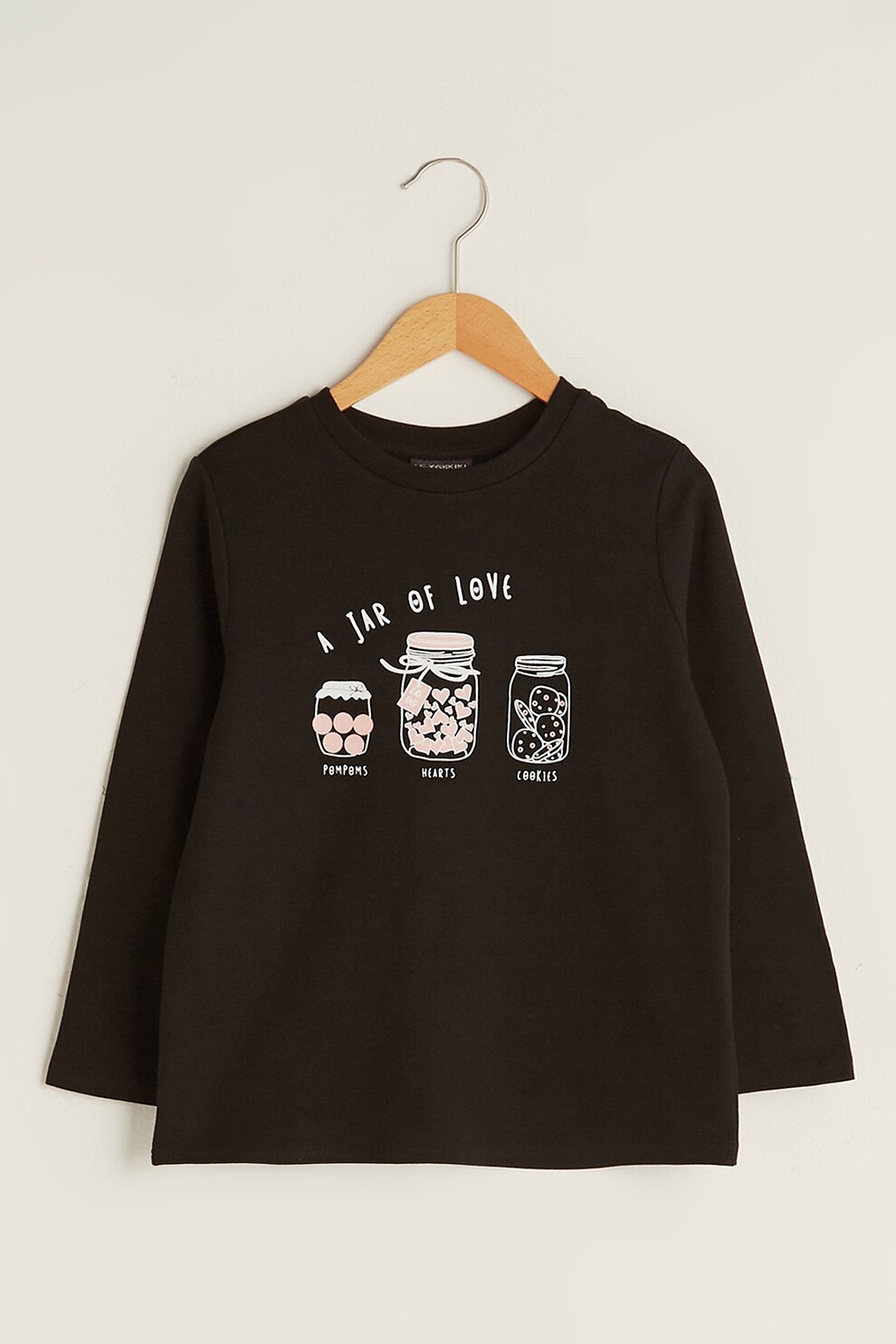 LC WAIKIKI, Bluza cu imprimeu grafic si decolteu la baza gatului, Negru