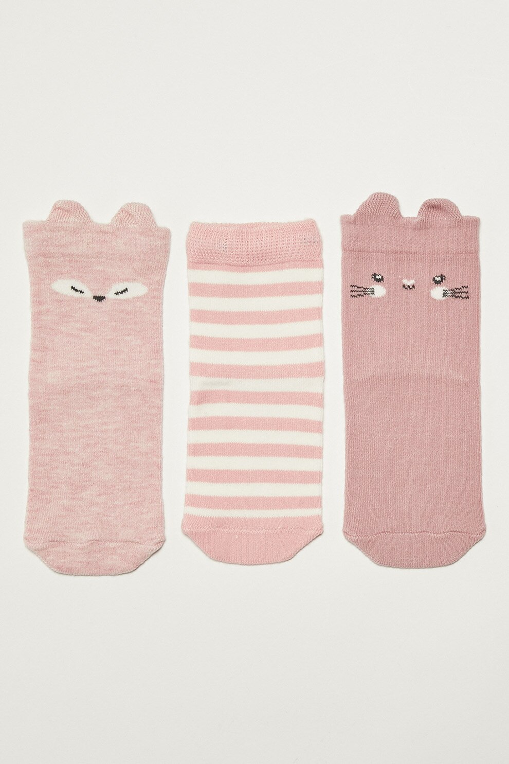 LC WAIKIKI, Set de sosete pana la glezna - 3 perechi, Roz prafuit