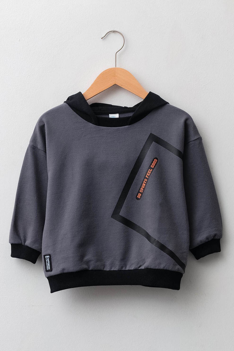 LC WAIKIKI, Hanorac de bumbac cu detalii contrastante, Gri inchis/ Negru