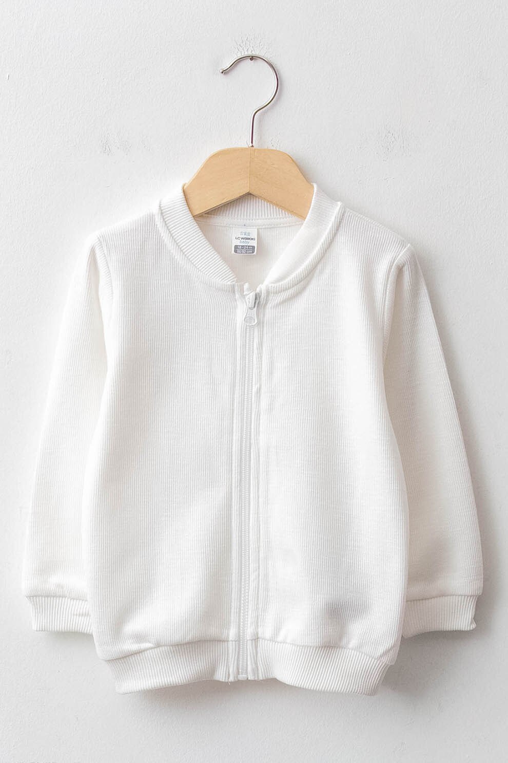 LC WAIKIKI, Bluza sport de bumbac cu fermoar, Alb