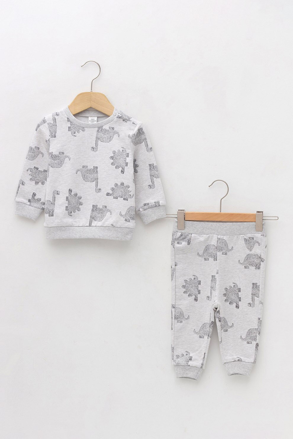 LC WAIKIKI, Set de bluza sport cu imprimeu si pantaloni, Gri