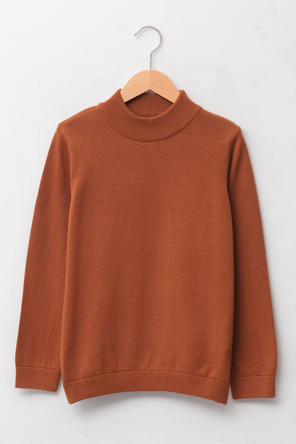 LC WAIKIKI, Pulover de bumbac cu terminatii striate, Oranj mandarina, 134 CM