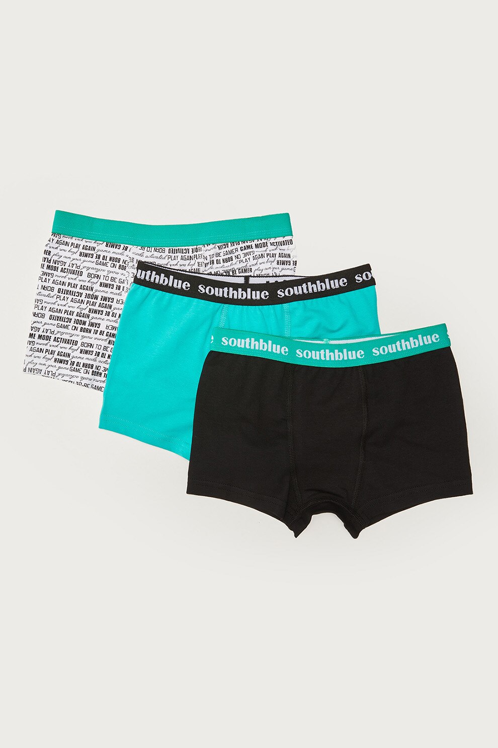 LC WAIKIKI, Set de boxeri cu imprimeu si model uni - 3 perechi, Verde/Gri/Negru