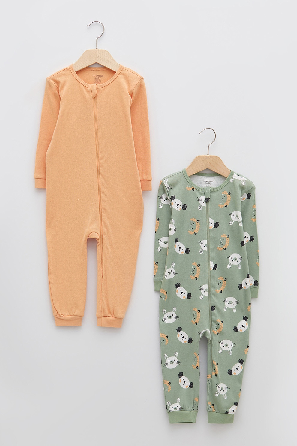 LC WAIKIKI, Set de salopete cu fermoar - 2 piese, Verde/Bej