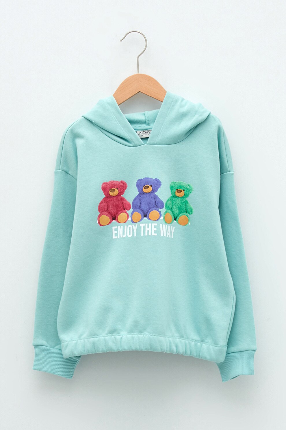 LC WAIKIKI, Hanorac cu imprimeu si maneci cazute, Turcoaz