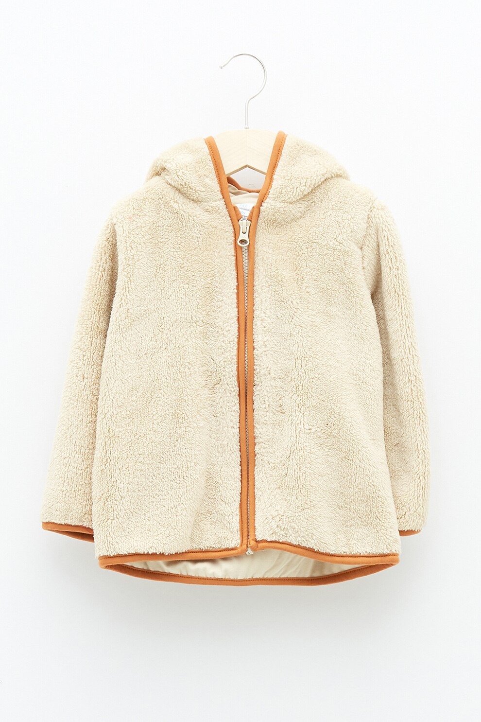 LC WAIKIKI, Hanorac din material teddy cu fermoar si accent contrastant, Bej