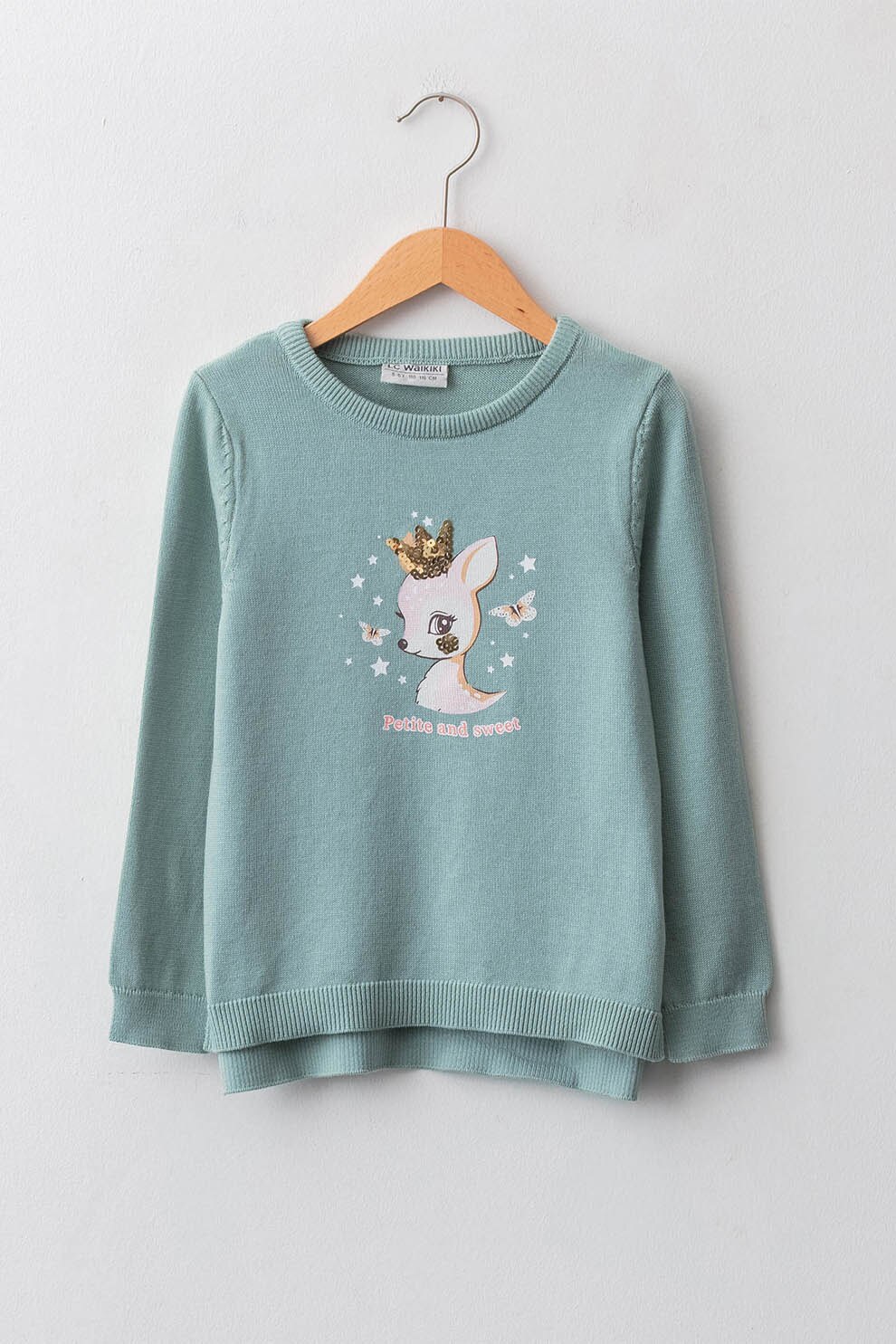 LC WAIKIKI, Bluza sport de bumbac cu imprimeu grafic, Verde persan, 134 CM