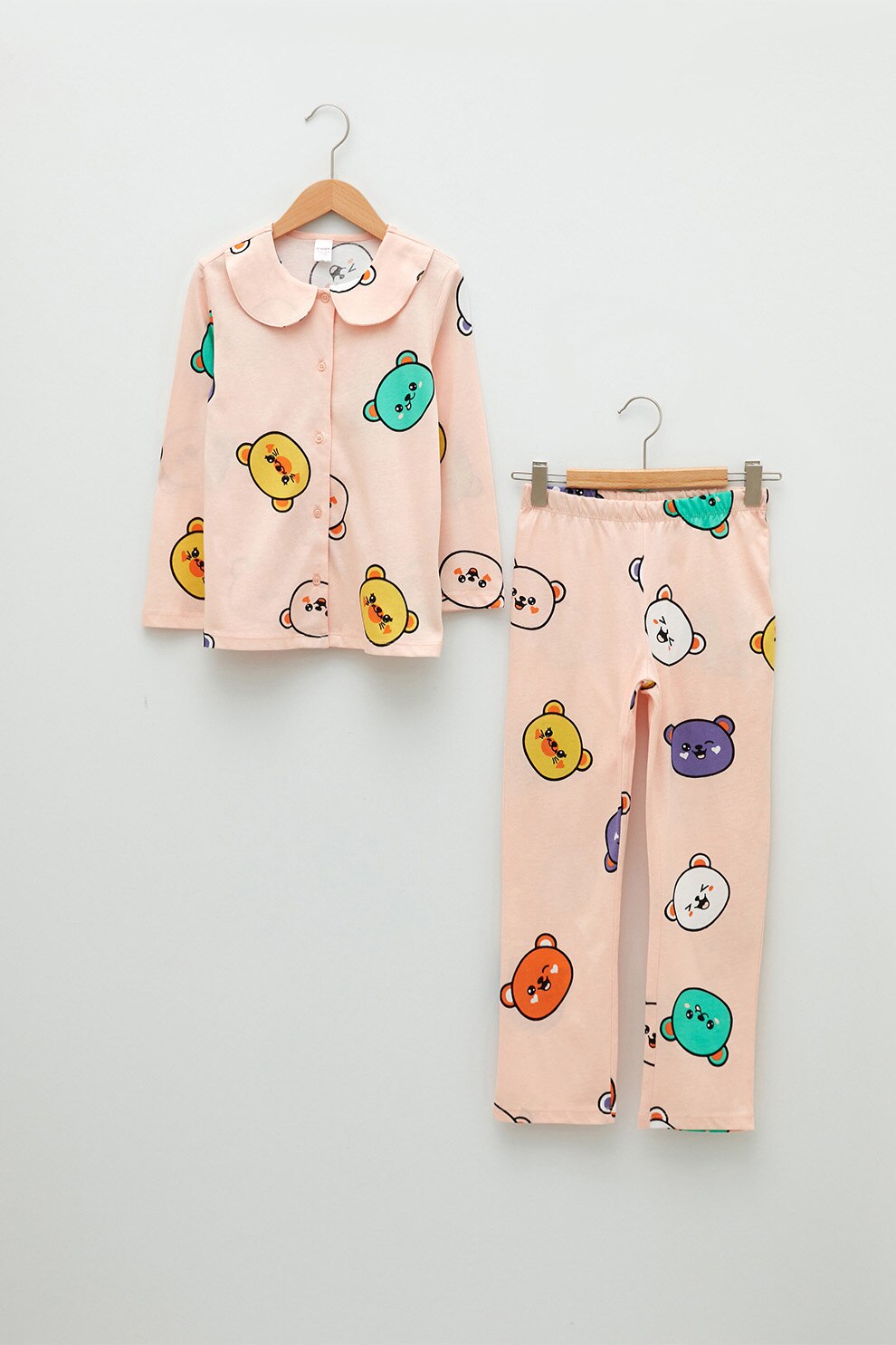 LC WAIKIKI, Pijama de bumbac cu model grafic, Roz