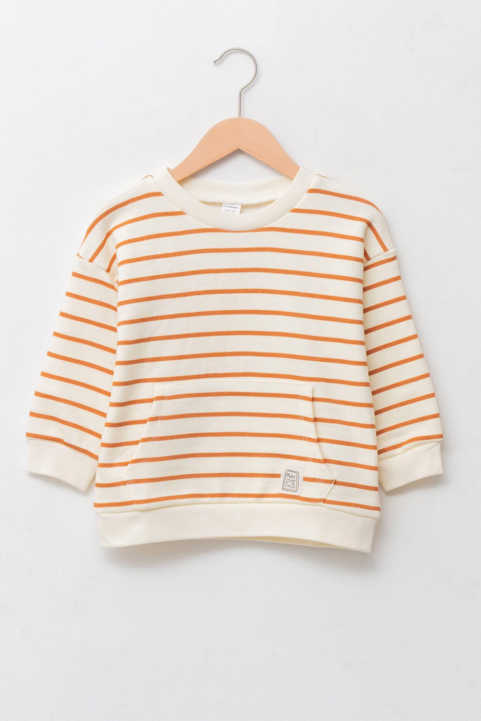 LC WAIKIKI, Bluza sport cu buzunar kangaroo, Gri deschis/Oranj