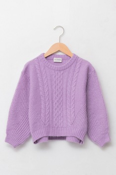 LC WAIKIKI, Pulover cu maneci cazute si model torsade, Lila LC WAIKIKI, Pulover cu maneci cazute si model torsade, Lila