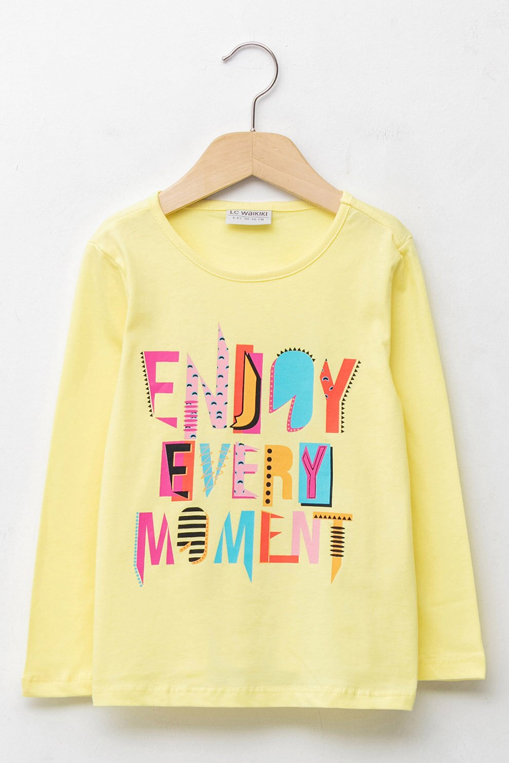 LC WAIKIKI, Bluza din jerseu cu imprimeu text contrastant, Galben, 116 CM