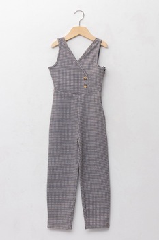 LC WAIKIKI, Salopeta lunga cu decolteu in V si model in carouri, Gri/Maro LC WAIKIKI, Salopeta lunga cu decolteu in V si model in carouri, Gri/Maro