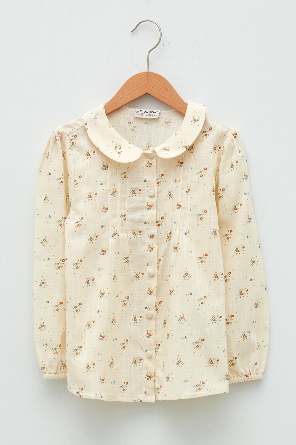 LC WAIKIKI, Camasa de bumbac cu model floral, Crem/Rosu/Albastru