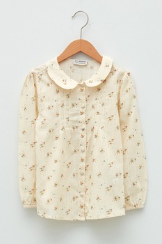 LC WAIKIKI, Camasa de bumbac cu model floral, Crem/Rosu/Albastru LC WAIKIKI, Camasa de bumbac cu model floral, Crem/Rosu/Albastru