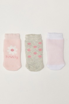 LC WAIKIKI, Set de sosete scurte - 3 perechi, Roz pal/Gri LC WAIKIKI, Set de sosete scurte - 3 perechi, Roz pal/Gri