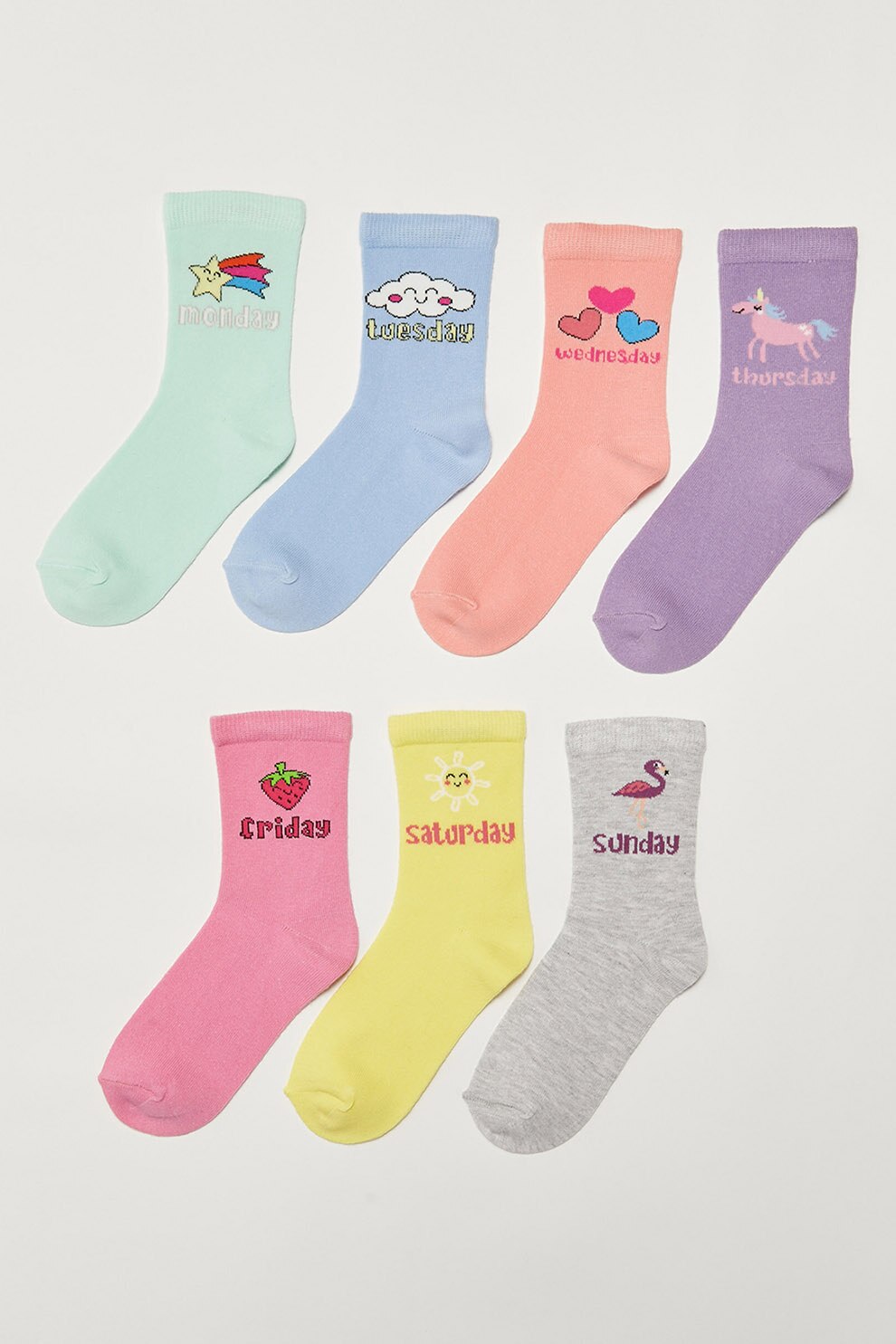 LC WAIKIKI, Set de sosete lungi cu model grafic - 7 perechi, Multicolora, 30-32 EU