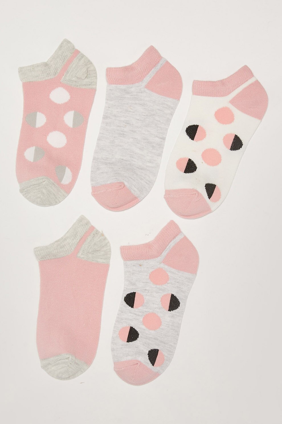 LC WAIKIKI, Set de sosete pana la glenza cu imprimeu si uni - 5 perechi, Roz