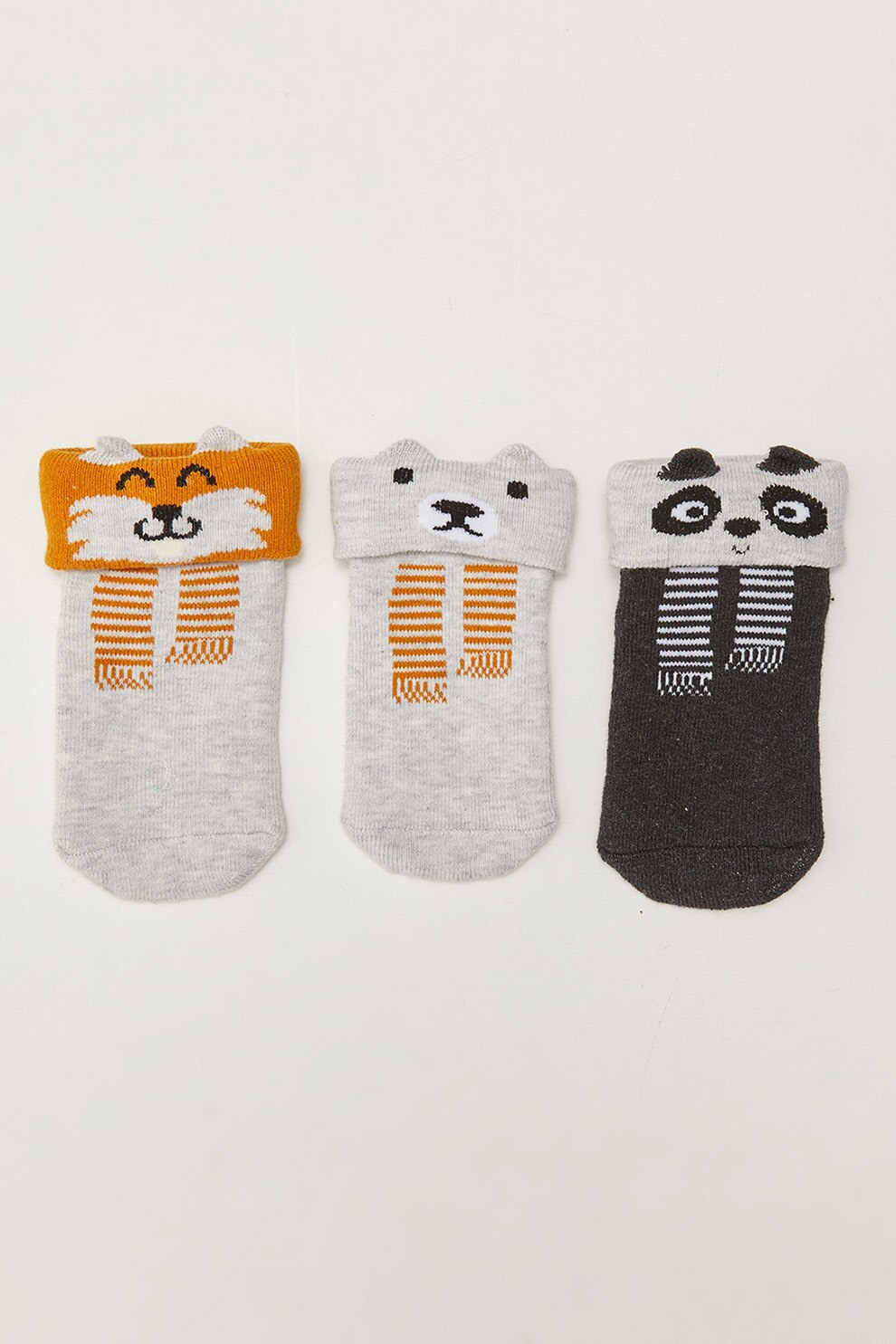 LC WAIKIKI, Set de sosete cu talpa aderenta - 3 perechi, Gri