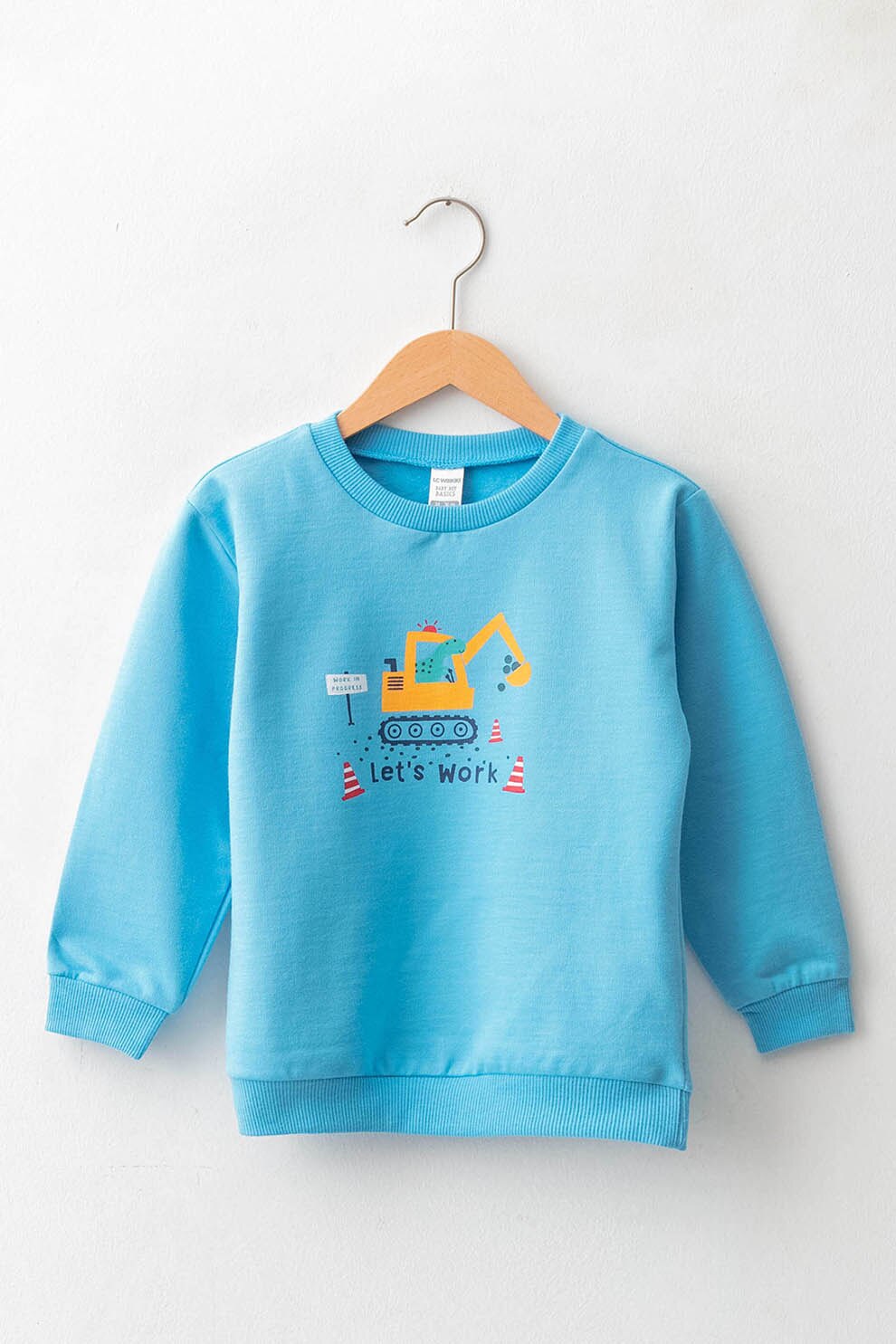 LC WAIKIKI, Bluza sport cu imprimeu si terminatii striate, Albastru aqua