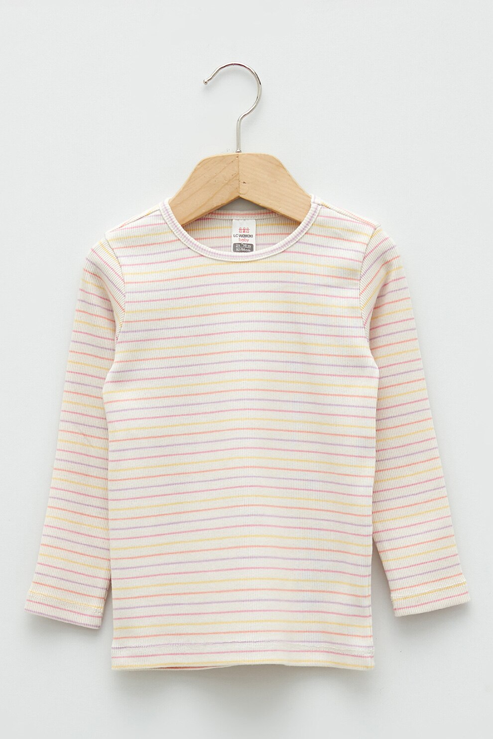 LC WAIKIKI, Bluza cu decolteu la baza gatului si model in dungi, Roz pal