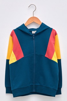 LC WAIKIKI, Hanorac cu model colorblock si fermoar, Bleumarin/Galben/Corai LC WAIKIKI, Hanorac cu model colorblock si fermoar, Bleumarin/Galben/Corai