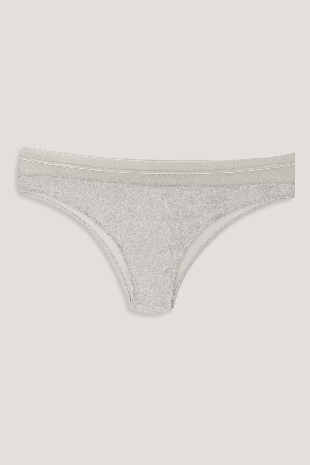LC WAIKIKI, Chiloti cu garnitura transparenta, Gri deschis melange