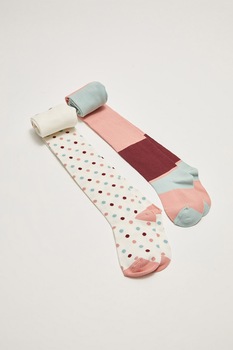 LC WAIKIKI, Set de dresuri cu model colorblock - 2 perechi, Bej/Roz/Rosu Bordeaux LC WAIKIKI, Set de dresuri cu model colorblock - 2 perechi, Bej/Roz/Rosu Bordeaux