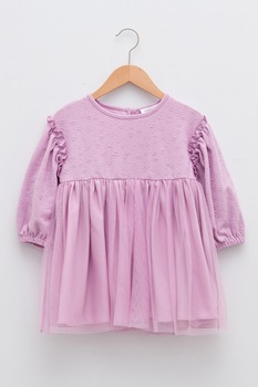 LC WAIKIKI, Rochie cu detaliu din tul, Lila LC WAIKIKI, Rochie cu detaliu din tul, Lila