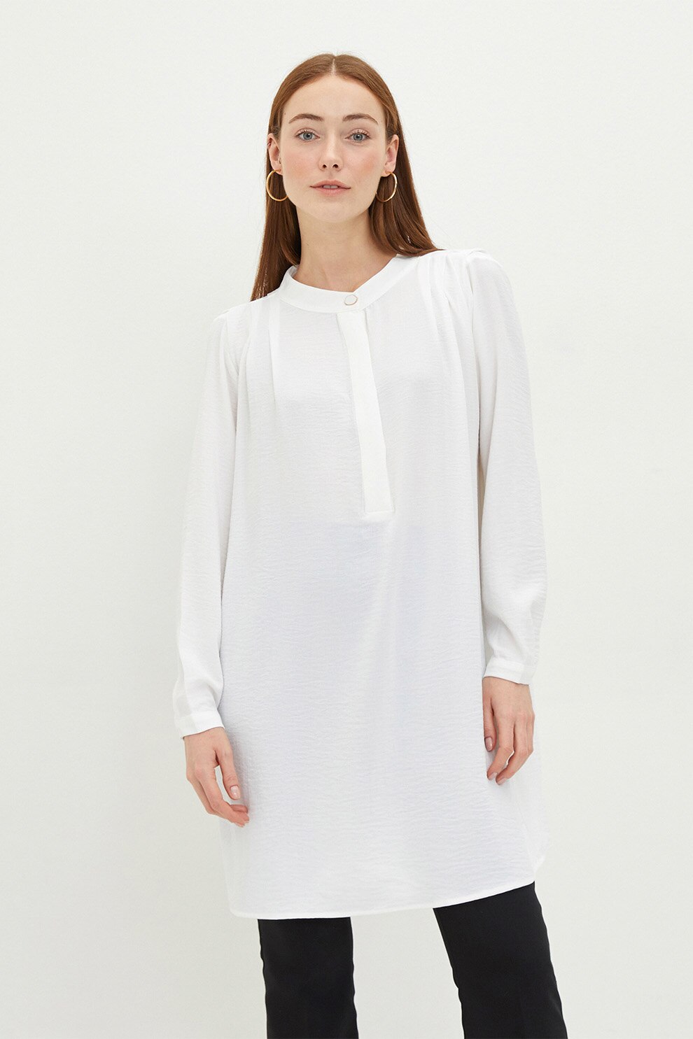 LC WAIKIKI, Bluza lunga cu decolteu rotund, Bej deschis